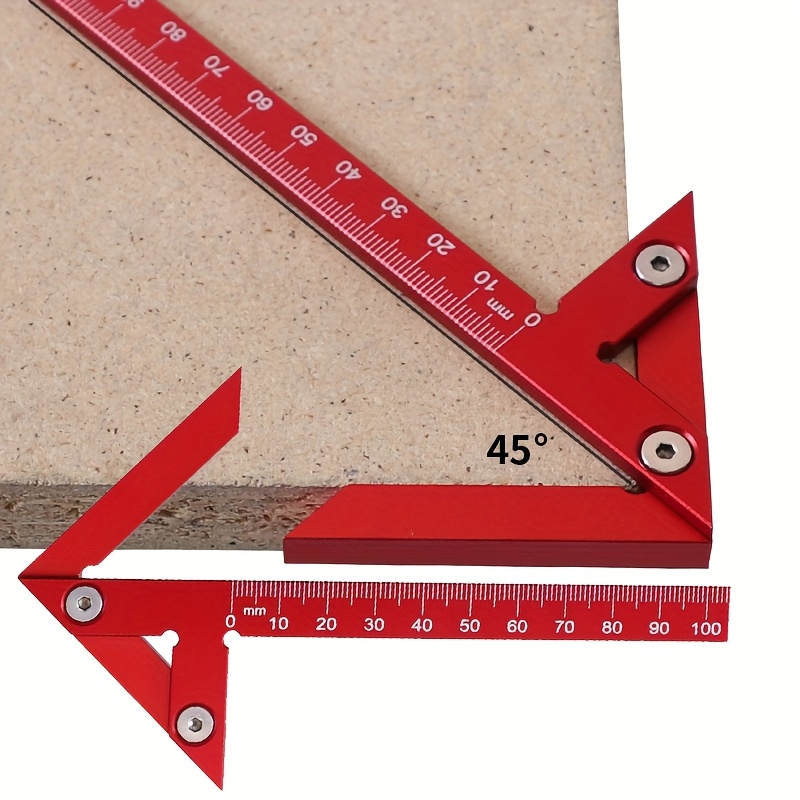 Woodworking Groove - Mittelpunktfinder-Linienmesser 45/90 Grad Winkelmarkierungslineal, Holzbearbeitungs-Winkellineal, Zimmermanns-Mess-