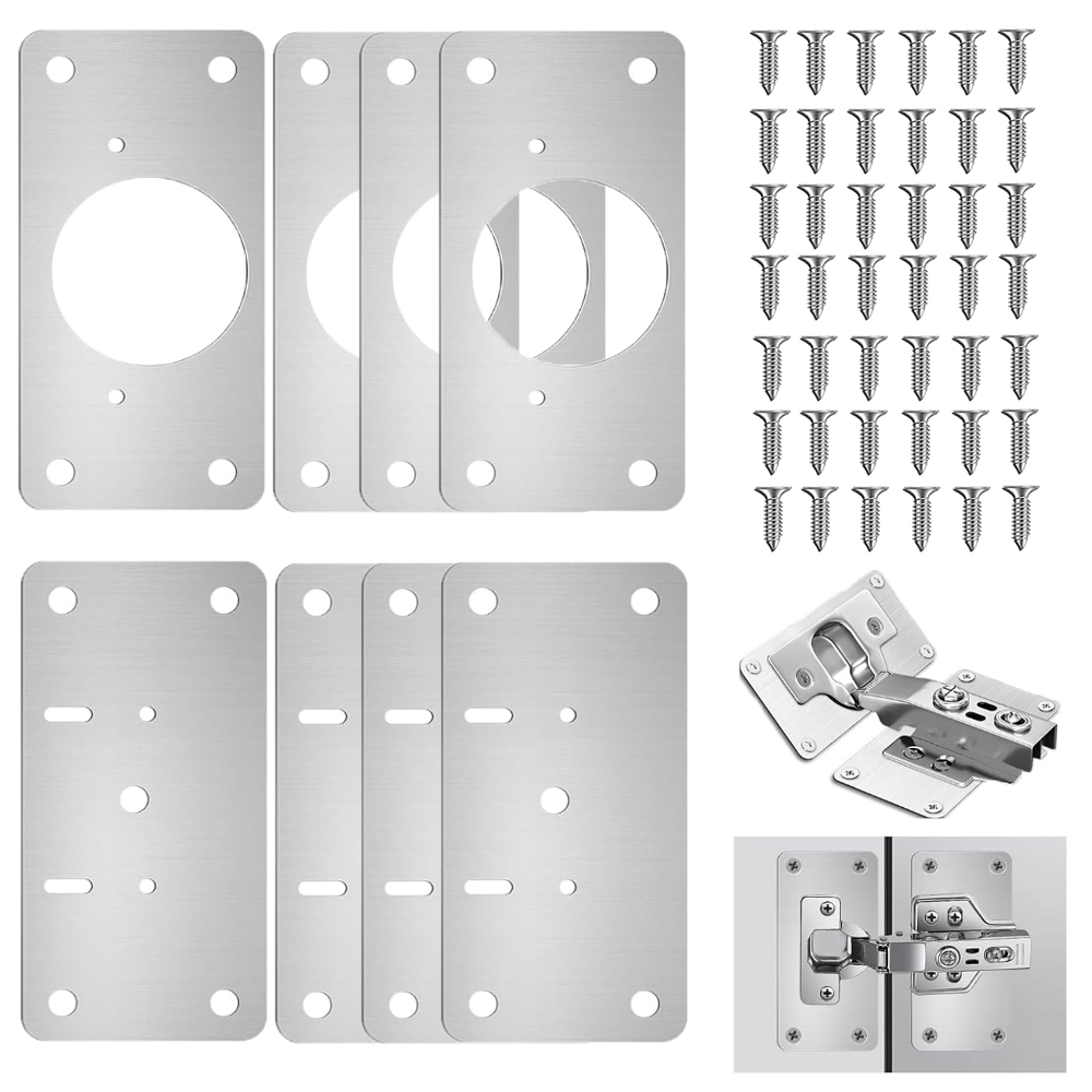 Cabinet Scraper Set - 4/8/12-teiliges Scharnier-Set, Reparaturplatte für Schranktüren, Fixierhalterung