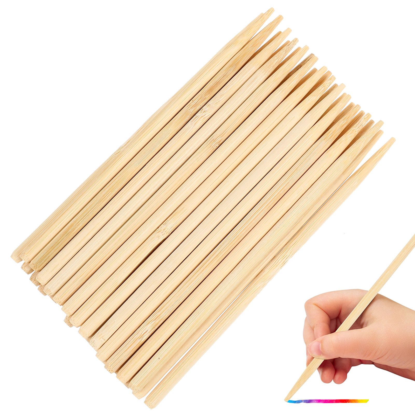 Woodworking Kids Toys - 30 Stück Holz-Kratzmalerei-Bambus-Stift, Wachsstift für Haarzweige,