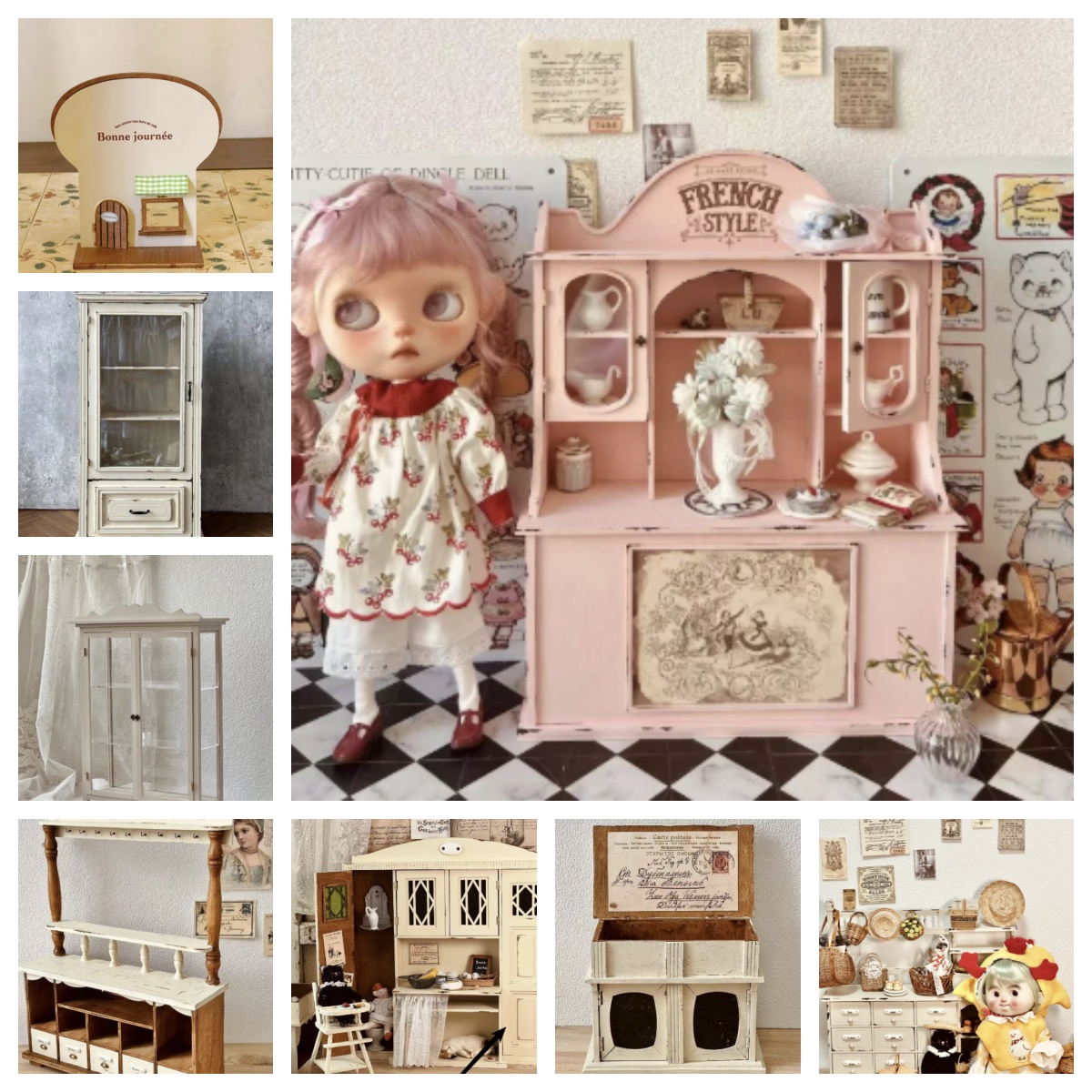 Cabinet Scraper Set - 1/6 Maßstab Französischer Stil Miniatur-Möbelset Transparenter