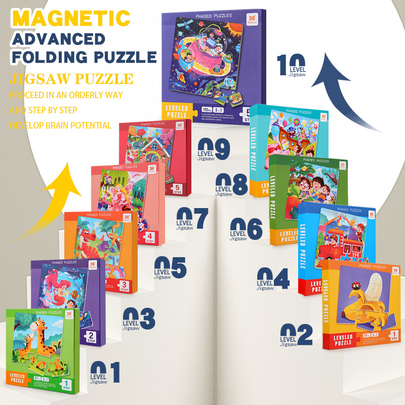 Woodworking Kids Toys - Magnetisches Holzpuzzle für Kinder mit Cartoon-Muster,