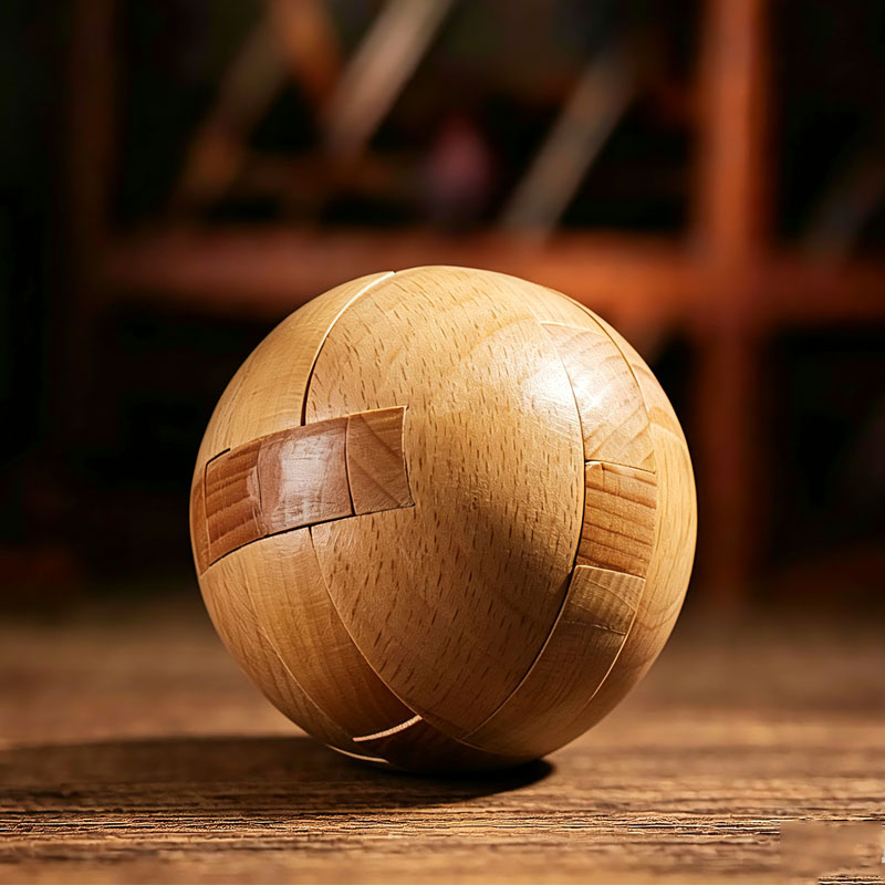 Woodworking Kids Toys - Klassisches Holzpuzzle-Ball Magische Denksportaufgabe Zusammenbaubares Interlocking-Spielzeug
