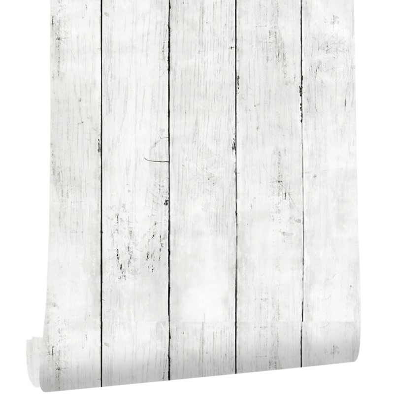 Woodworking Wallpaper - Elfenbein weiß Retro Imitation Holz vertikales