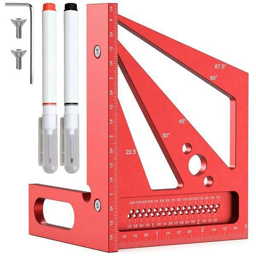 Woodworking Workshop Layout - Roter 3D-Multifunktions-Winkelmesser für Werkstatt-Layout-Markierung 22,5 30