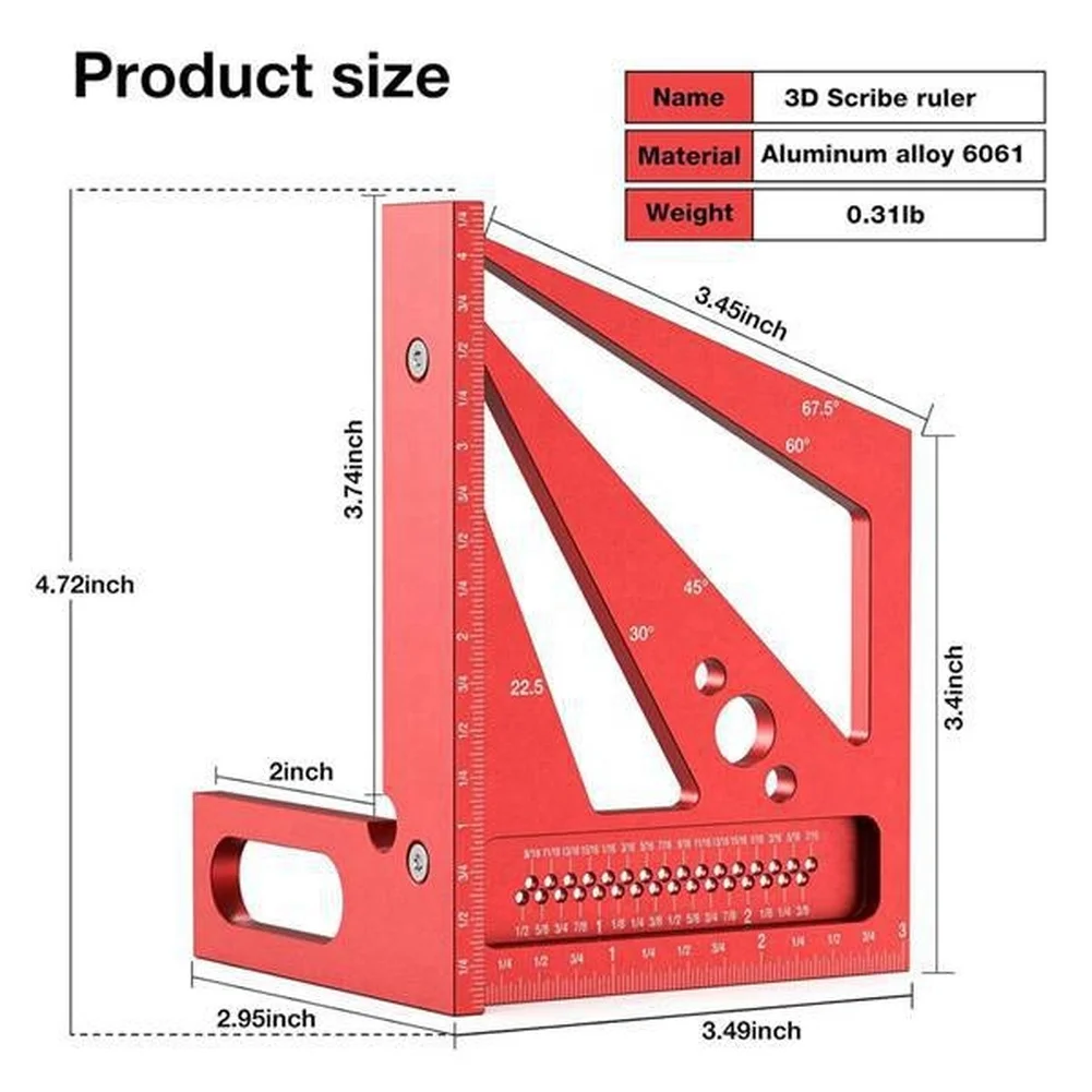 Roter 3D-Multifunktions-Winkel – Woodworking Workshop Layout Bewertung und Preis